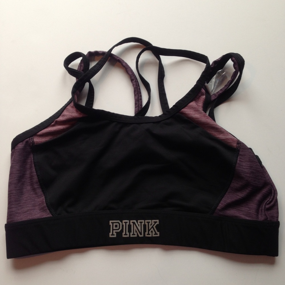 PINK Victoria Secret sports bra purple and black